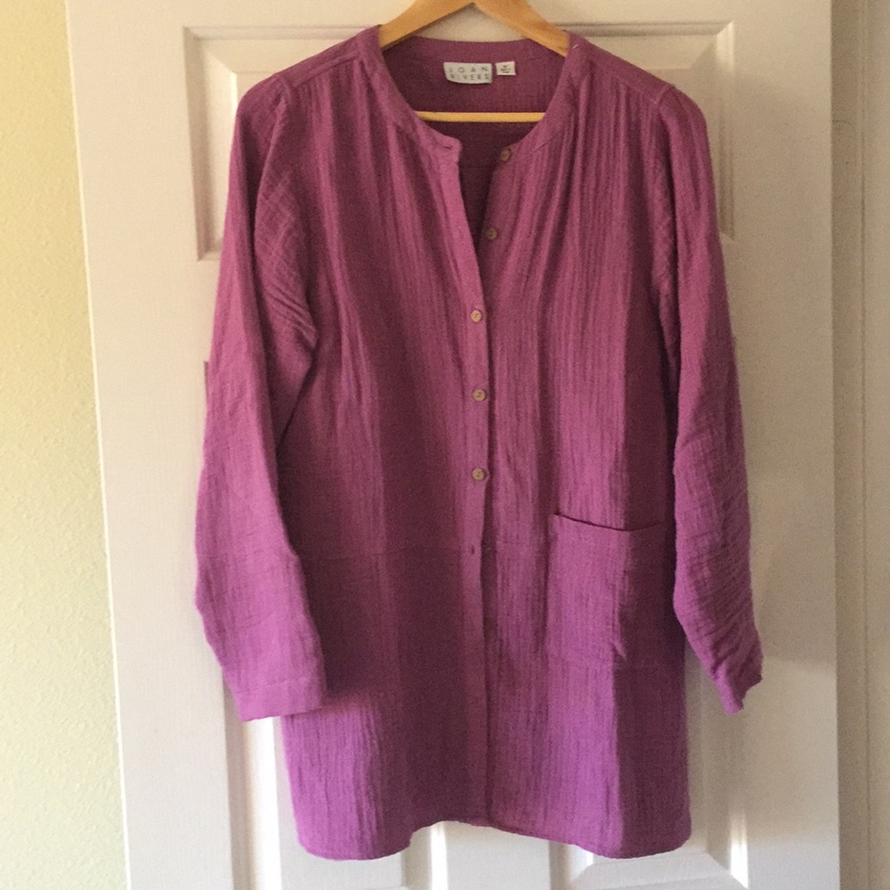 Joan rivers open tunic fuschia